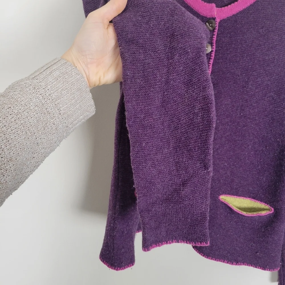 Sundance Tulla 100% Merino Wool Knit Cardigan Sweater Women Large Button Down